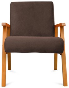 Kit 2 Poltronas Decorativas Alexa Braça de Madeira Linho Marrom - Sheep Estofados