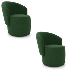 Poltrona Decorativa Orgânica Fixa para Sala Kit 2 Malu Suede M11 - D'Rossi - Verde