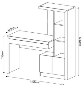 Mesa escrivaninha Estante Home Office 2 portas 1 Gaveta Ngal