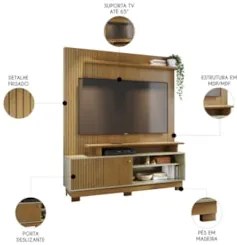 Estante Painel Para TV 65 Pol 160cm Anny Z10 Cumaru/Opala - Mpozenato