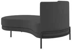 Chaise Longue Divã 164cm Braço Direito Logus D06 Veludo Cinza - Mpozen