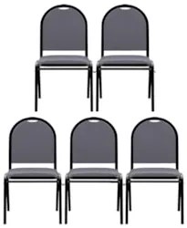 Kit 5 Cadeiras Hoteleiras Auditório Empilhável Sintético Z33 Cinza - M