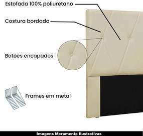 Cabeceira Decorativa Casal 1,40M Yves Veludo Bege G63 - Gran Belo