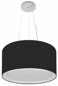 Lustre Pendente Cilíndrico Duplo Md-4123 Cúpula em Tecido 40x25cm Preto - Bivolt