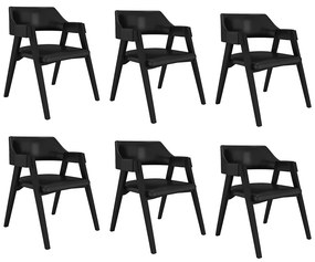 Kit 6 Cadeiras Sala de Jantar e Jogos Carteados Madeira Maciça Poker PU Preto/Preto G42 - Gran Belo