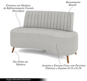 Sofá Living Decorativo 2 Lugares 1,35M Katara Cinza Bouclê G33 - Gran Belo
