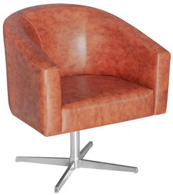 Poltrona Luiza Base Giratória de Metal Sintético Nozes - ADJ Decor