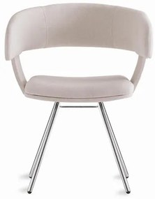 Cadeira Inhotim Assento Estofado Rustico Cru Base Cromada - 55876 Sun House