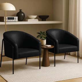 Poltrona Sala Industrial Alta Preto Kit 2 Stella Sintético PU D03 - D'Rossi - Preto