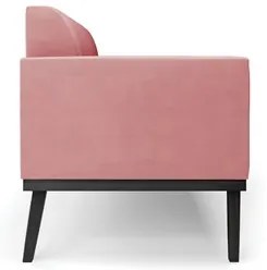 Sofá Namoradeira e 2 Poltronas Base Madeira Preto Maressa Suede Rosê -