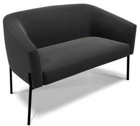 Sofá Namoradeira e Poltrona Pé de Ferro Preto Stella Suede D03 - D'Rossi - Preto