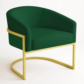 Poltrona Sala Decorativa Industrial Dourada Arielle Veludo D03 - D'Rossi - Verde