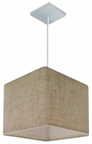 Lustre Pendente Quadrado Md-4058 Cúpula em Tecido 21/25x25cm Rustico Bege - Bivolt