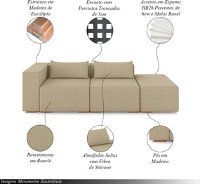 Sofá Versátil Sala de Estar Atlanta 378cm Modulado Bouclê Bege Escuro G52 - Gran Belo