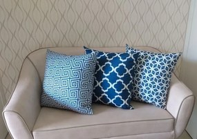 3 Capas para Almofadas Confort Veludo Geométrico Azul 50x50cm