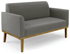 Poltrona Namoradeira Decorativa Isabella Pés Fixo em Madeira Castanho Suede Grafite G19 - Gran Belo