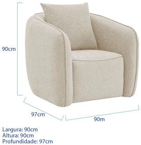 Kit 02 Poltronas Decorativas Sala de Estar Recepção Florença Bouclé - ADJ Decor