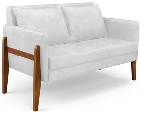 Sofá Namoradeira Lana Corano Base de Madeira D03 - D'Rossi  - Branco