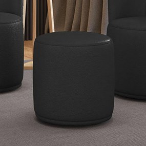 Puff Redondo Orgânico para Sala kit 2 Malu Sintético M11 - D'Rossi - Preto