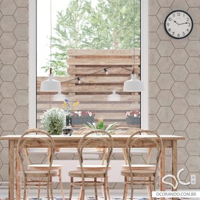Papel de Parede Hexágono Cimento Marrom Rose