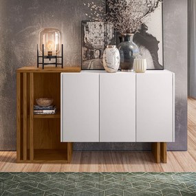 Balcão Jasmin 03 Portas Off White e Ypê - D'Rossi