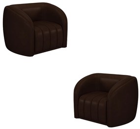 Kit 2 Poltronas Decorativas Sala de Estar Adam PU Marrom G45 - Gran Belo