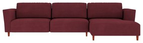 Sofá 370cm com Chaise Direita Franz Suede Bordô G52 - Gran Belo
