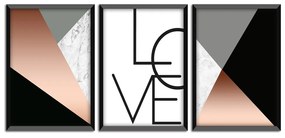 Kit 03 Quadros Decorativos Rose Gold "Love" 43x33 Cm Cada - D'Rossi