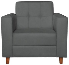 Poltrona Decorativa Denver Suede Cinza - ADJ Decor