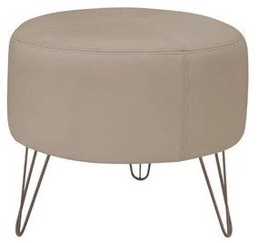 Puff Decorativo Redondo Pés Metal Couro Bege G58 - Gran Belo