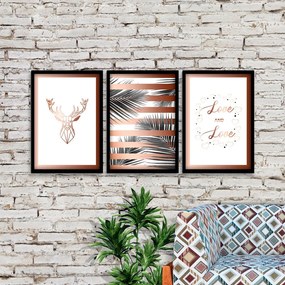 Kit 03 Quadros Decorativos "Love And Love" 43x33 cm - D'Rossi