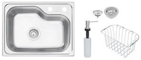 Cuba de Sobrepor Tramontina Morgana Compact 48 FX em Aço Inox Acetinado 55 x 42 cm com válvula, Dosador de Sabão e Cesto aramado