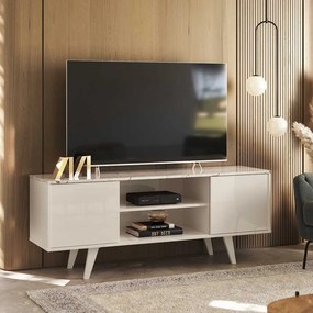 Rack Decorativo Barca 2 Portas Deslizantes até 50 Calacata/OffWhite G97 - Gran Belo