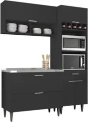 Armário de Cozinha CP02 Com Pia 100cm Pérola Z34 Preto      - Mpozenat