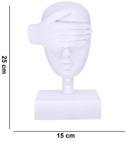 Escultura Decorativa Máscara Cego Em Cerâmica Branco 25x15x14 Cm - D'Rossi