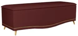 Calçadeira Baú Casal 140cm com Tachas Imperial J02 Veludo Bordô - Mpoz