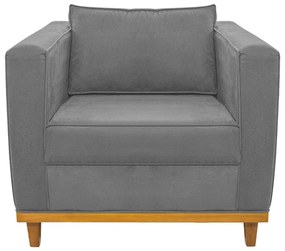 Poltrona Decorativa Europa Suede Cinza ADJ Decor