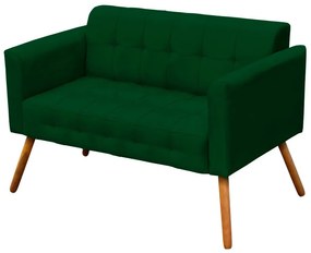 Kit 01 Namoradeira e 01 Poltrona Giratória Elisa Suede Base Estrela Cromada D'Rossi - Verde