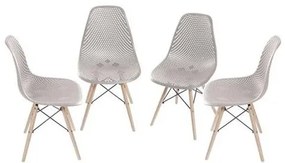 Kit com 4 Cadeiras Eames Furadinha Com Base de Madeira na Cor Fendi - 64630 Sun House