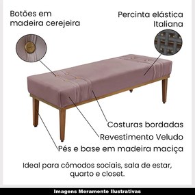 Recamier Decorativo 160cm Kors Veludo Pés de Madeira Lilás G63 - Gran Belo