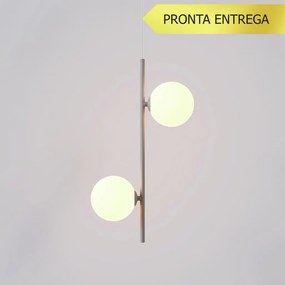 Pendente Vertical Slim Jabuticaba 10X23,5X48,5Cm Aluminio E 2X Globo Ø... (CINZA FOSCO, FOSCO)