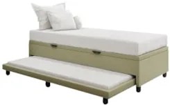 Bicama Box Baú Solteirão 96x203cm Samy S05 Sintético Bege - Mpozenato