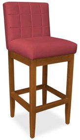 Banqueta Alta Sueli Base Madeira Maciça Estofada Suede Vermelho