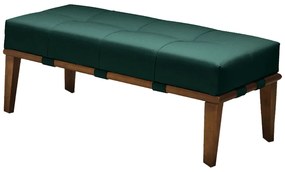 Puff Decorativo 100cm Martínez Veludo Pés Madeira Verde/Mel G62 - Gran Belo