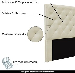 Cabeceira Decorativa Casal 1,40M Tàzio Veludo Bege G63 - Gran Belo