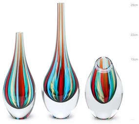 Conjunto 3 Gotas Mini com Bastões Coloridos com Fios Murano Cristais Cadoro