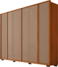 Guarda Roupa Santi Ripado com 6 Portas 4 Gavetas MDF Freijo/Sued G11 - Gran Belo