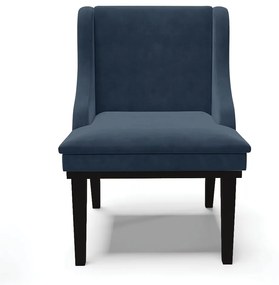Cadeira de Jantar Liz Suede Base Fixa Madeira Preto - D'Rossi - Azul Marinho