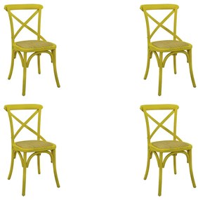 Kit 4 Cadeiras Decorativas Sala De Jantar Cozinha Danna Rattan Natural Amarela G56 - Gran Belo