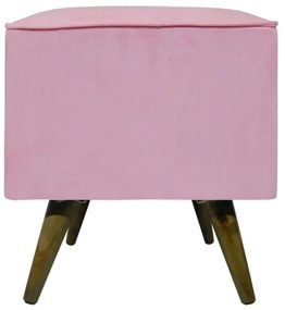Puff Quadrado Modena Sigma em Suede com Pés Palito Inclinado - Rosa